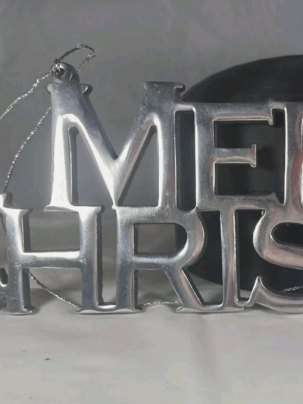 Merry Christmas Silver Hanging Sign Winter Holiday Wall Art Front Door Decor